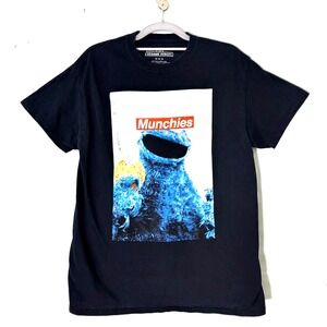 Sesame Street Men T‎ Shirt M Black Munchies Cookie Monster Short Sleeve Casual